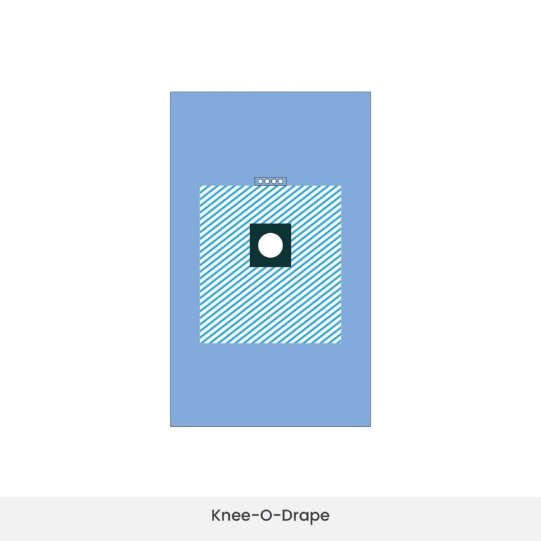 Sterile Knee O drape absorbing fluids around surgical site