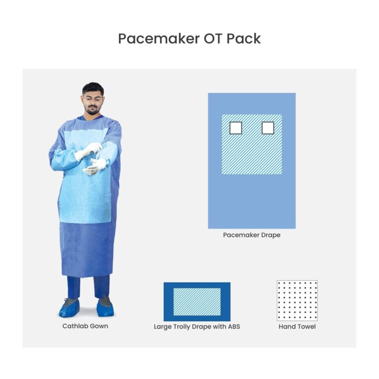 Pacemaker OT pack with dual fenestration drape