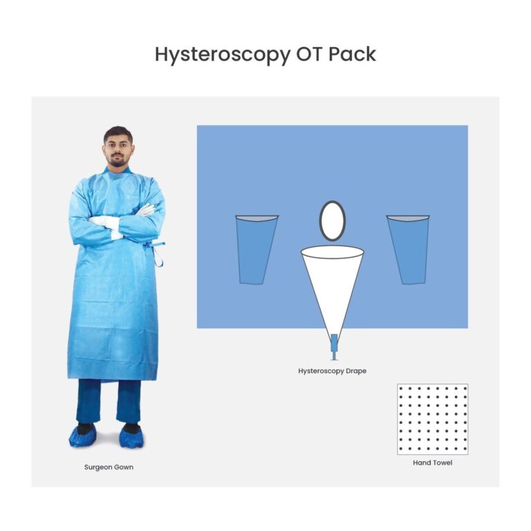 Sterile hysteroscopy drape with pouch and suction port