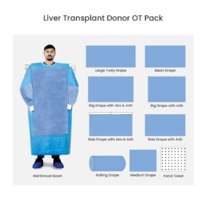 Reinforced gown and sterile drape for liver donation