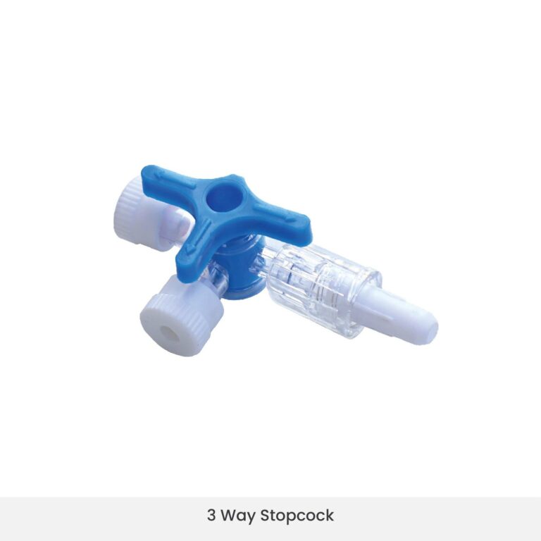 3 way stop cock with smooth 360-degree rotation with a 45-degree lock, allowing controlled and easy adjustment
