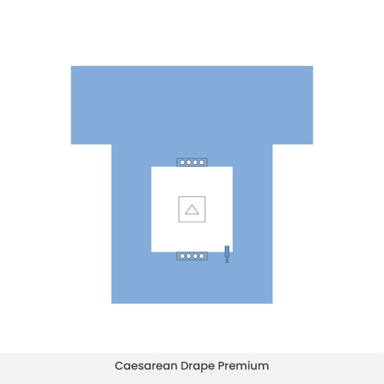 Caesarean drape premium with wide pouch and suction port