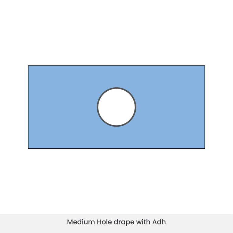 Adhesive-backed medium fenestration drape in sterile setup