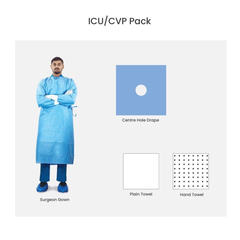 ICU nurse using CVP line pack for procedure