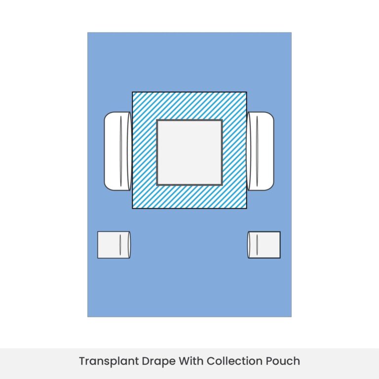Sterile SMS drape with adhesive fenestration area